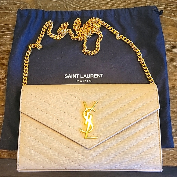 Yves Saint Laurent Handbags - YSL CASSANDRE MATELASSÉ CHAIN WALLET IN GRAIN DE POUDRE EMBOSSED LEATHER
